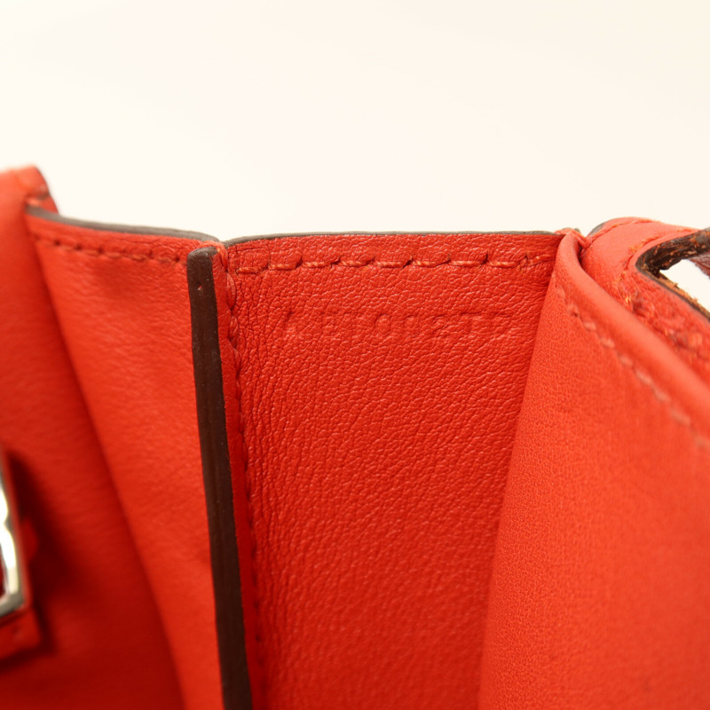 HERMES Swift皮革Mini Halzan銀扣手挽肩背兩用袋Rouge Pivoine-6