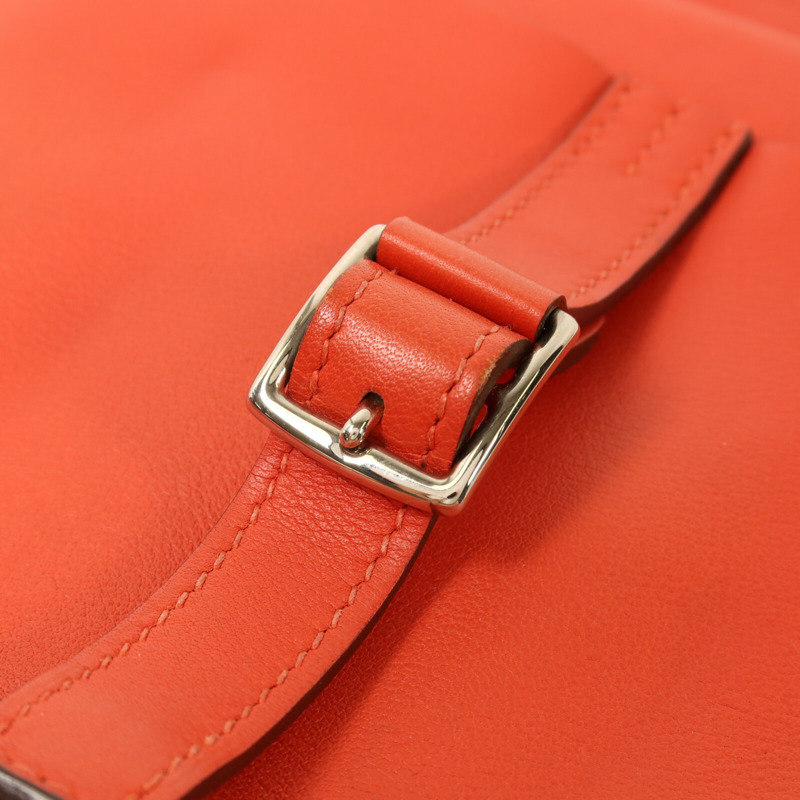 HERMES Swift皮革Mini Halzan銀扣手挽肩背兩用袋Rouge Pivoine-7