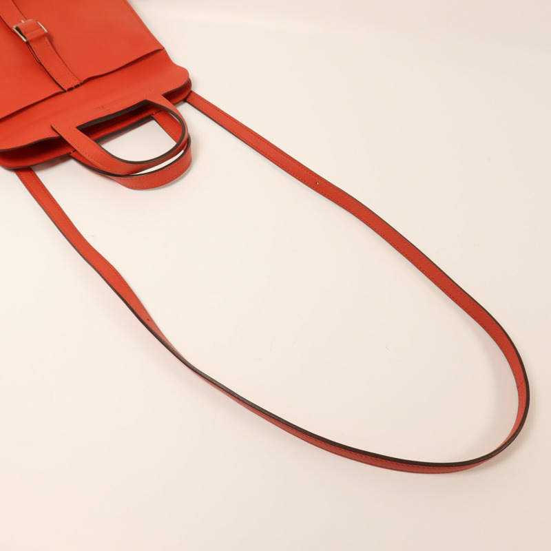 HERMES Swift皮革Mini Halzan銀扣手挽肩背兩用袋Rouge Pivoine-8