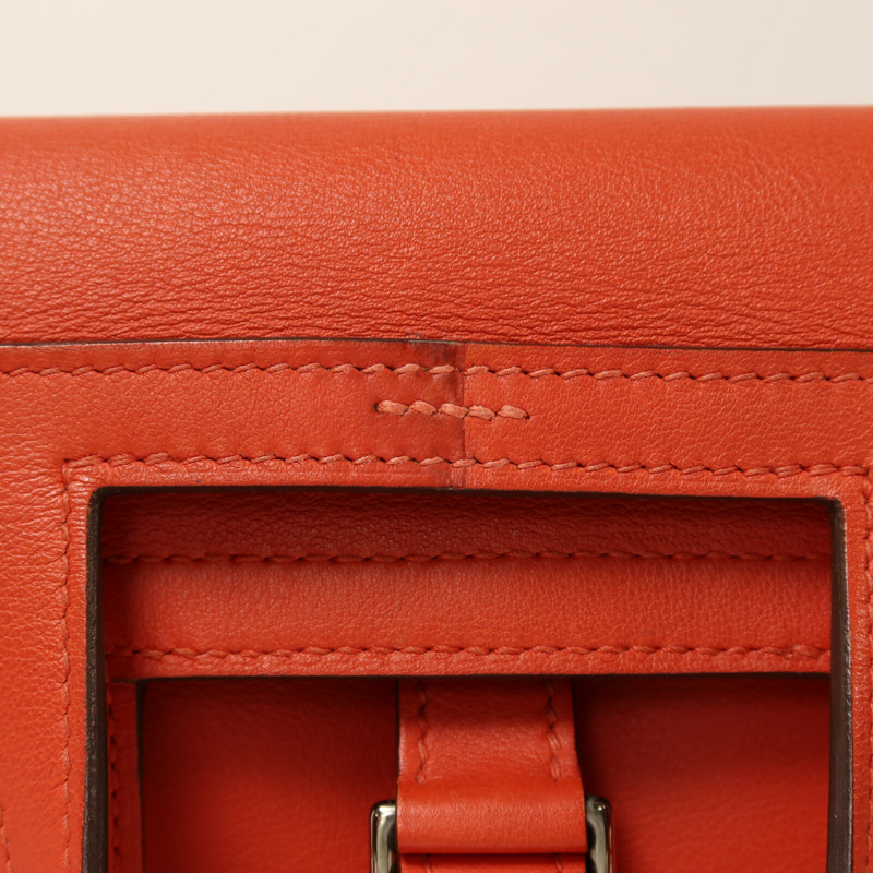 HERMES Swift皮革Mini Halzan銀扣手挽肩背兩用袋Rouge Pivoine-14