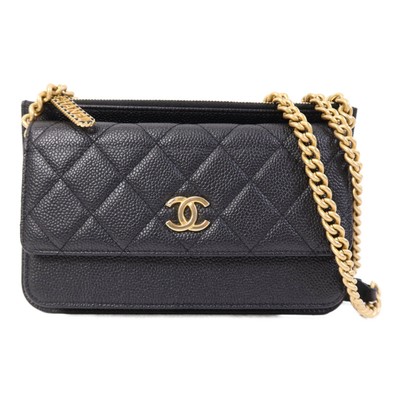 CHANEL 牛皮皮革Chain Shoulder Bag金扣鏈帶肩背袋-0