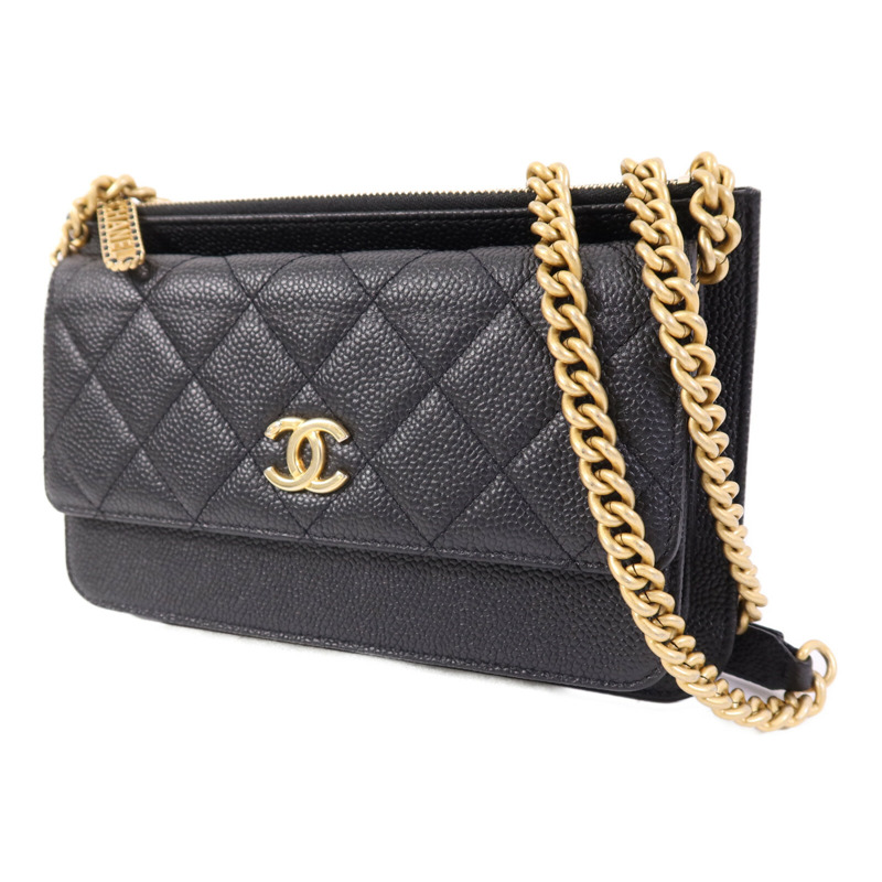 CHANEL 牛皮皮革Chain Shoulder Bag金扣鏈帶肩背袋-2