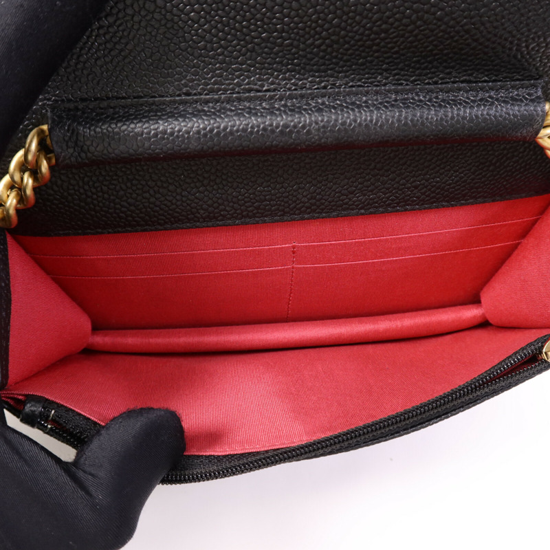 CHANEL 牛皮皮革Chain Shoulder Bag金扣鏈帶肩背袋-4