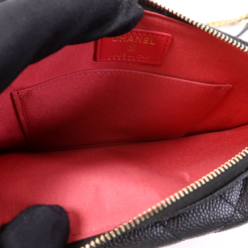 CHANEL 牛皮皮革Chain Shoulder Bag金扣鏈帶肩背袋-5