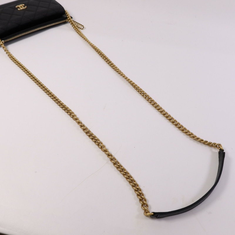 CHANEL 牛皮皮革Chain Shoulder Bag金扣鏈帶肩背袋-9