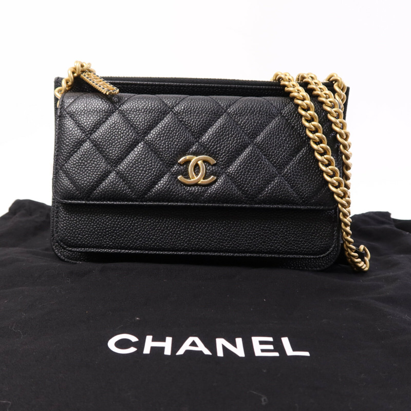 CHANEL 牛皮皮革Chain Shoulder Bag金扣鏈帶肩背袋-10