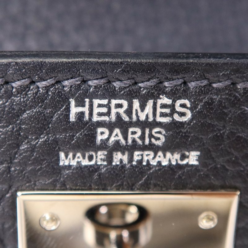 HERMES Fjord皮革Kelly 32銀扣手挽肩背兩用袋Navy-5