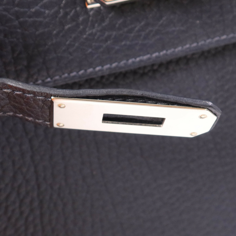 HERMES Fjord皮革Kelly 32銀扣手挽肩背兩用袋Navy-15