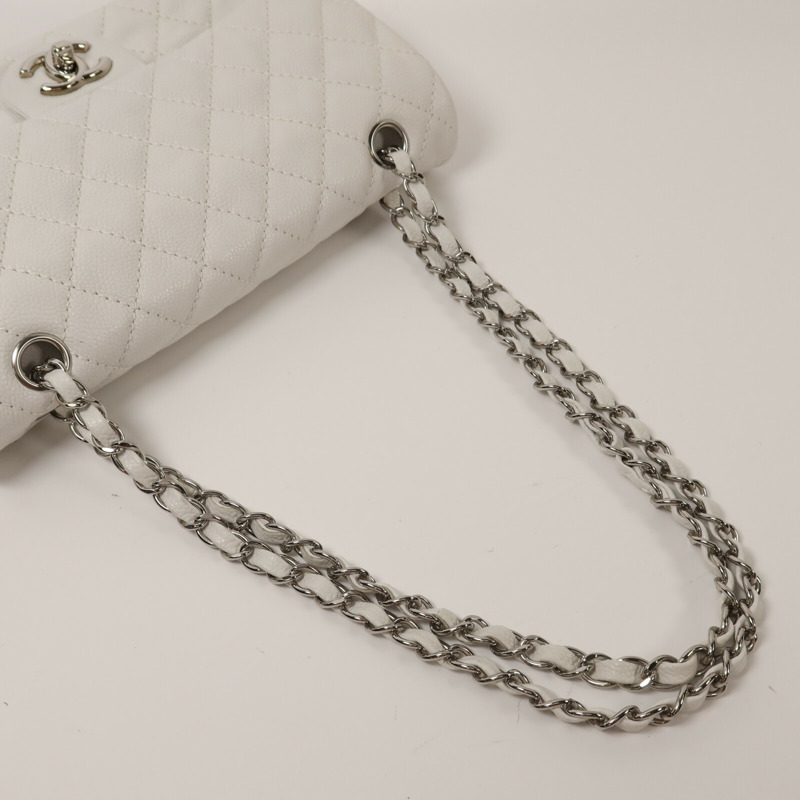 CHANEL 牛皮皮革Classic 25銀扣鏈帶肩背袋-8