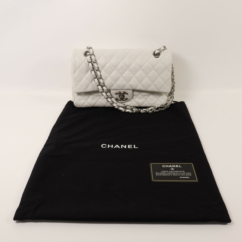 CHANEL 牛皮皮革Classic 25銀扣鏈帶肩背袋-10
