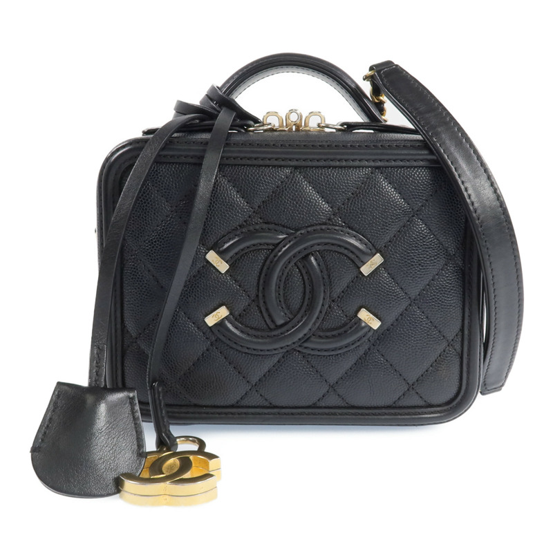 CHANEL 牛皮皮革Vanity Case金扣手挽肩背兩用袋-0