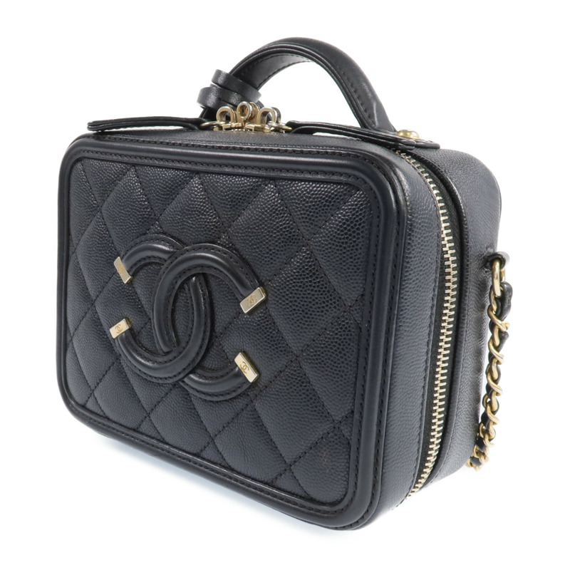 CHANEL 牛皮皮革Vanity Case金扣手挽肩背兩用袋-1