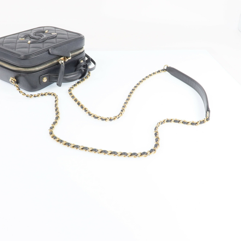 CHANEL 牛皮皮革Vanity Case金扣手挽肩背兩用袋-7