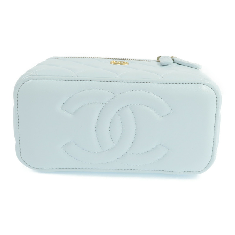 CHANEL 羊皮皮革Vanity Case金扣鏈帶肩背袋-3