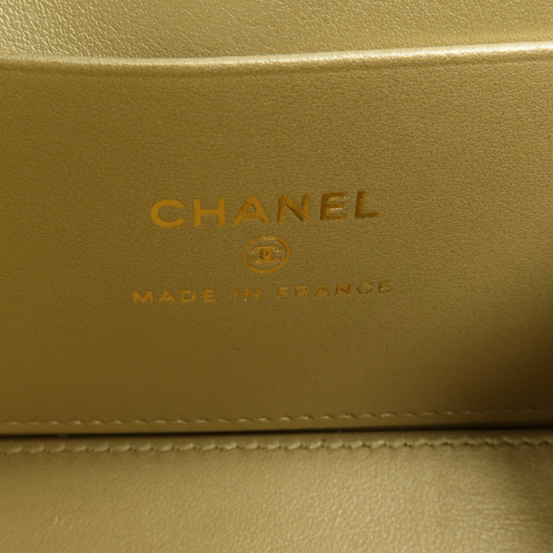 CHANEL 羊皮皮革Vanity Case金扣鏈帶肩背袋-5