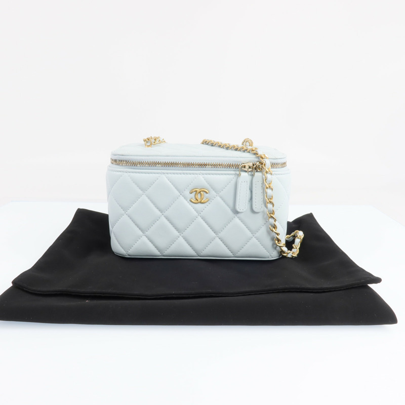 CHANEL 羊皮皮革Vanity Case金扣鏈帶肩背袋-9