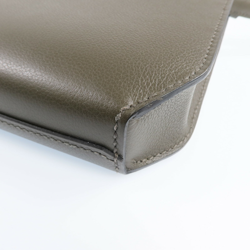 HERMES Evercolor皮革Kelly Depeches 25銀扣手拿包Vert Maquies-12