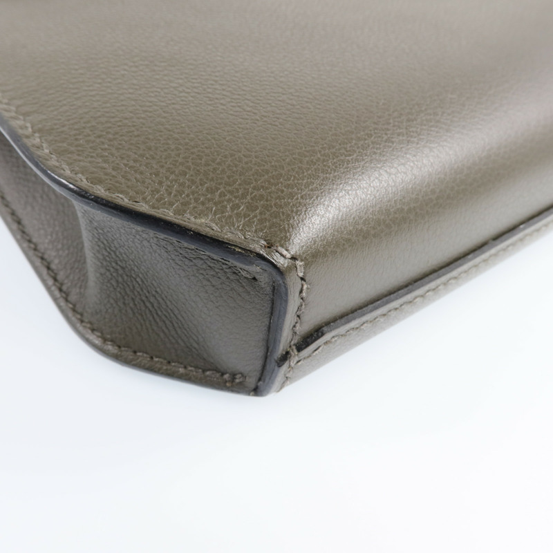 HERMES Evercolor皮革Kelly Depeches 25銀扣手拿包Vert Maquies-13