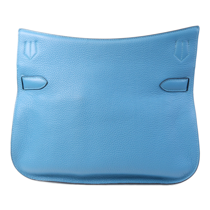 HERMES Clemence皮革Jypesiere 34銀扣肩背袋Turquoise-1