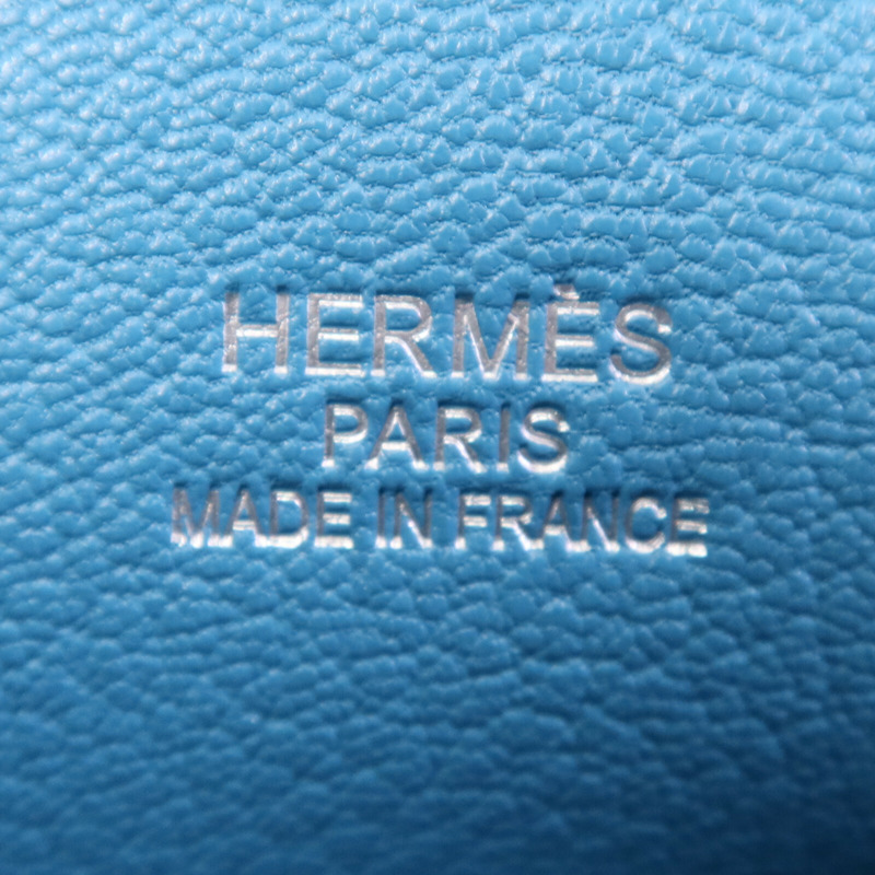 HERMES Clemence皮革Jypesiere 34銀扣肩背袋Turquoise-5