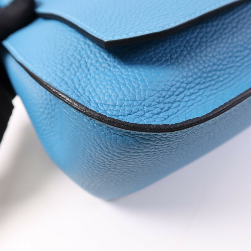 HERMES Clemence皮革Jypesiere 34銀扣肩背袋Turquoise-11