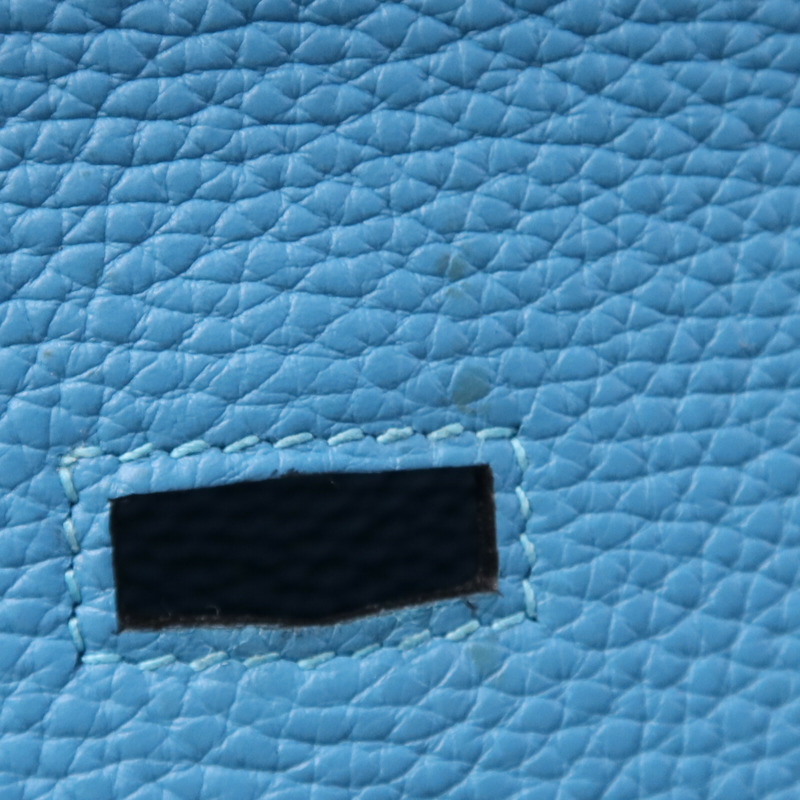 HERMES Clemence皮革Jypesiere 34銀扣肩背袋Turquoise-16