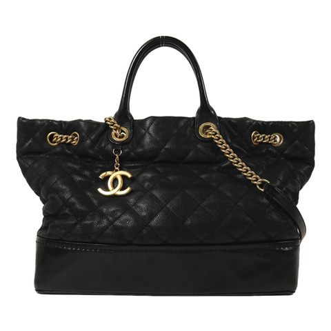 CHANEL 牛皮皮革2 Way Shoulder金扣鏈帶手挽肩背兩用