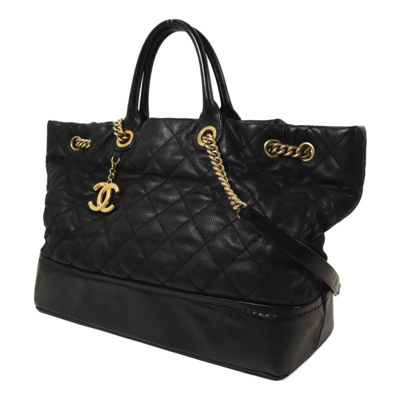 CHANEL 牛皮皮革2 Way Shoulder金扣鏈帶手挽肩背兩用-2