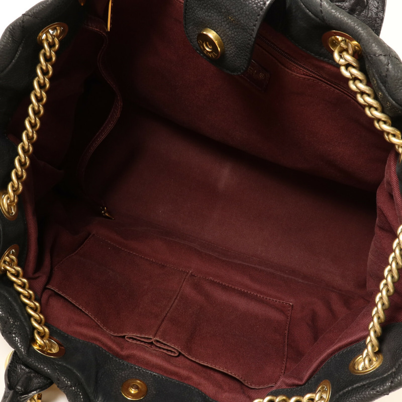 CHANEL 牛皮皮革2 Way Shoulder金扣鏈帶手挽肩背兩用-4