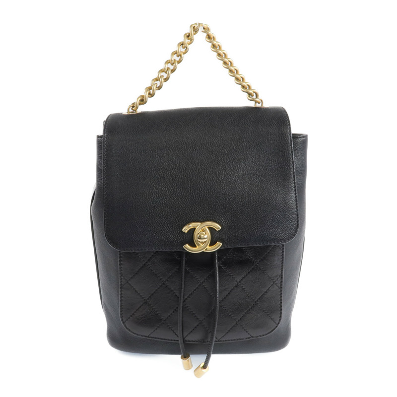 CHANEL 牛皮皮革Backpack金扣背包-0