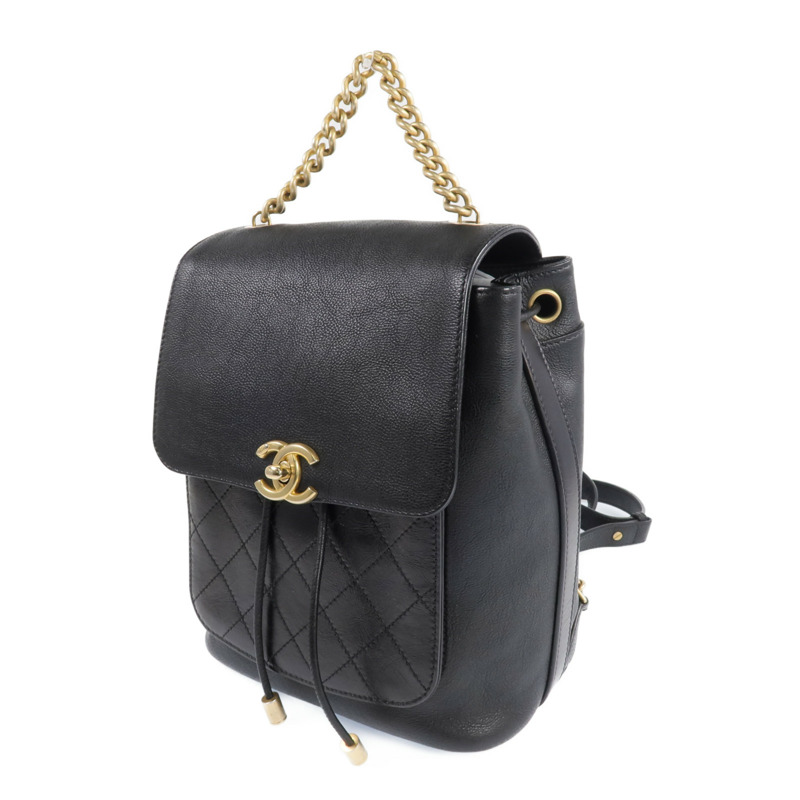 CHANEL 牛皮皮革Backpack金扣背包-1