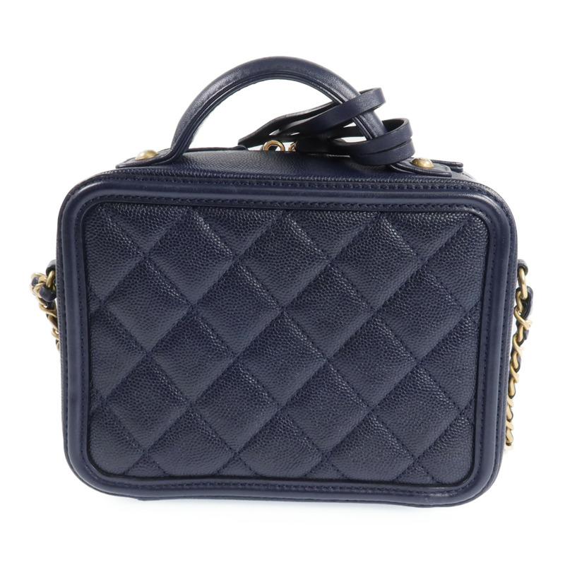 CHANEL 牛皮皮革Vanity Case金扣鏈帶肩背袋-2