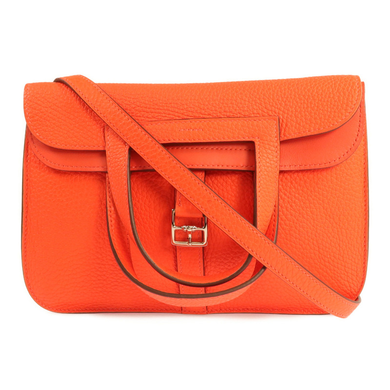 HERMES Clemence皮革Halzan 25銀扣兩用手挽肩背包-0