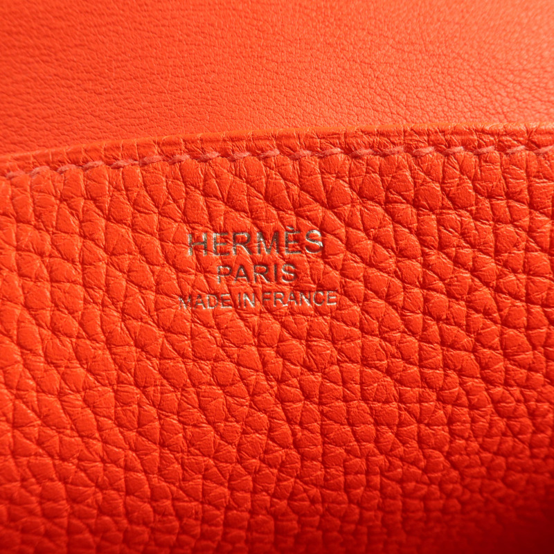 HERMES Clemence皮革Halzan 25銀扣兩用手挽肩背包-5