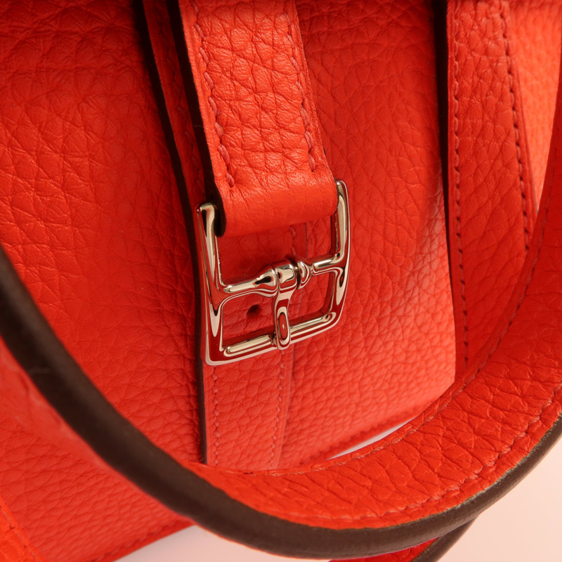 HERMES Clemence皮革Halzan 25銀扣兩用手挽肩背包-7