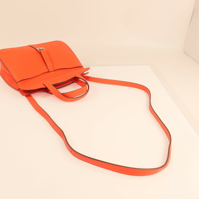 HERMES Clemence皮革Halzan 25銀扣兩用手挽肩背包-8