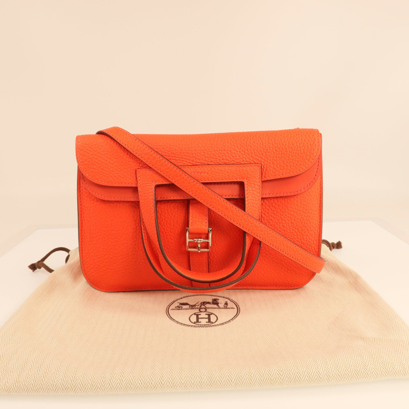 HERMES Clemence皮革Halzan 25銀扣兩用手挽肩背包-9