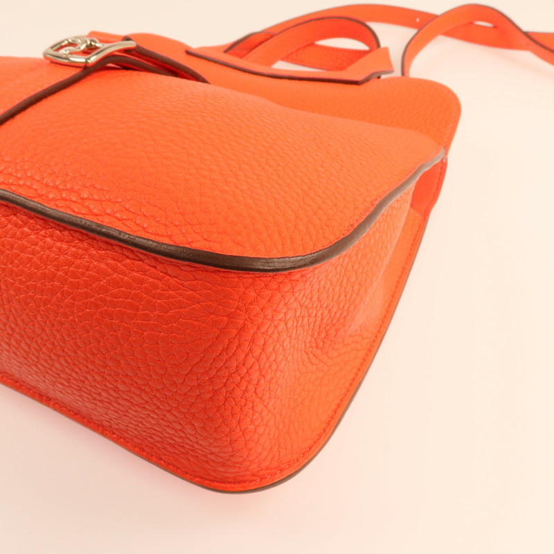 HERMES Clemence皮革Halzan 25銀扣兩用手挽肩背包-10