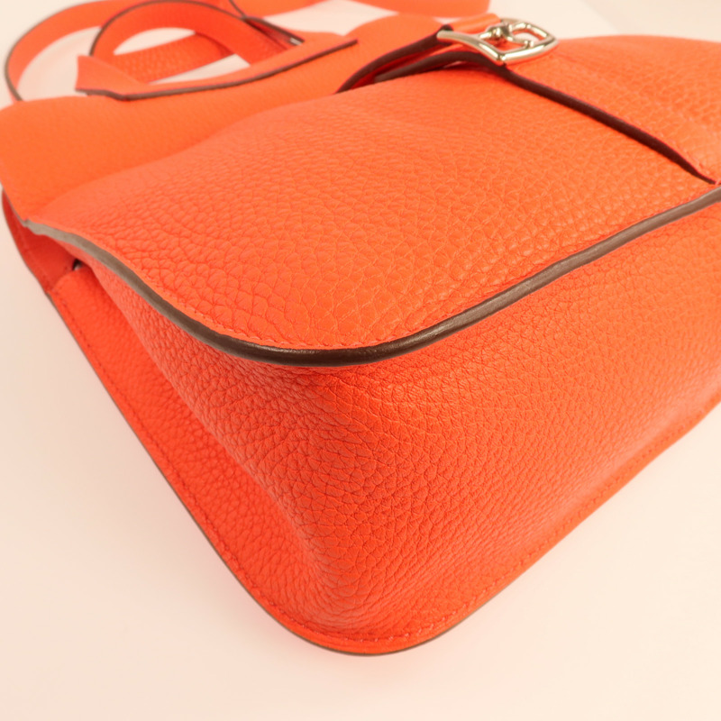 HERMES Clemence皮革Halzan 25銀扣兩用手挽肩背包-11