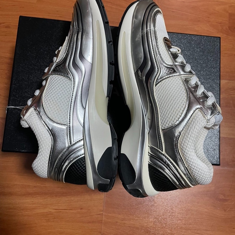 Chanel香奈兒銀角大王 雙C徽標運動鞋 白銀色 38碼-5