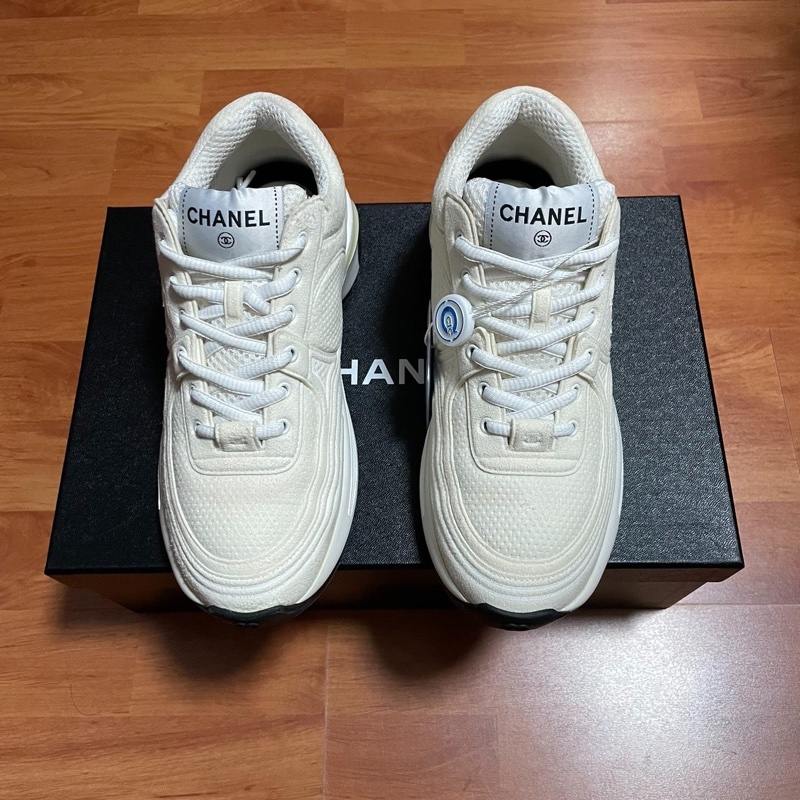 Chanel正品徽標香奈兒24s運動鞋 白色 銀角大王 36碼-3
