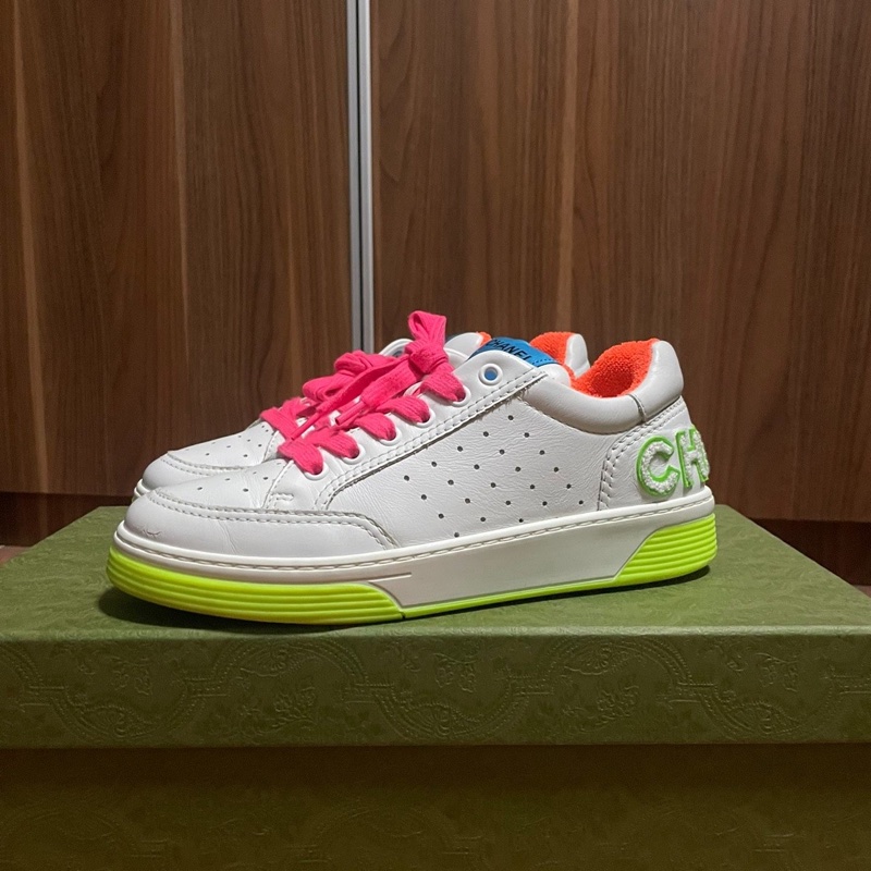 香奈兒正品Chanel休閒鞋 白色 粉綠色 尺碼:37碼-1