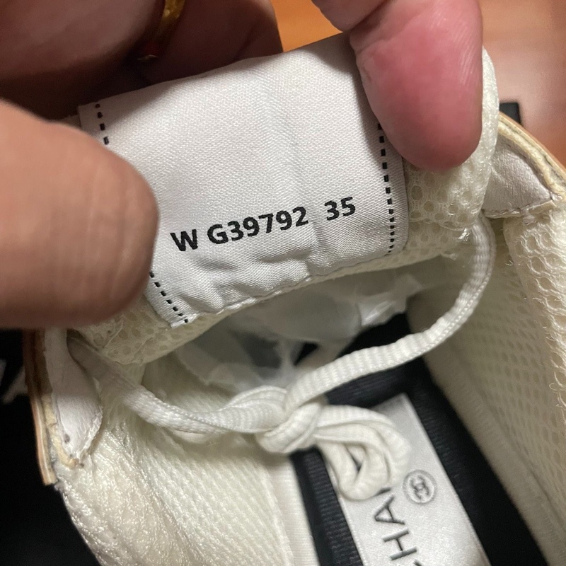 Chanel雙c厚底鞋 香奈兒金角大王休閒鞋 白金色 35碼-5