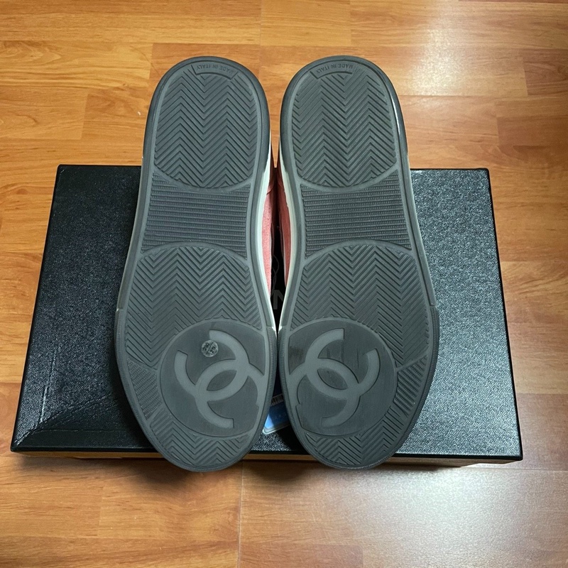 Chanel正品香奈兒雙c徽標 低幫板鞋 女款 粉白 36.5碼-9