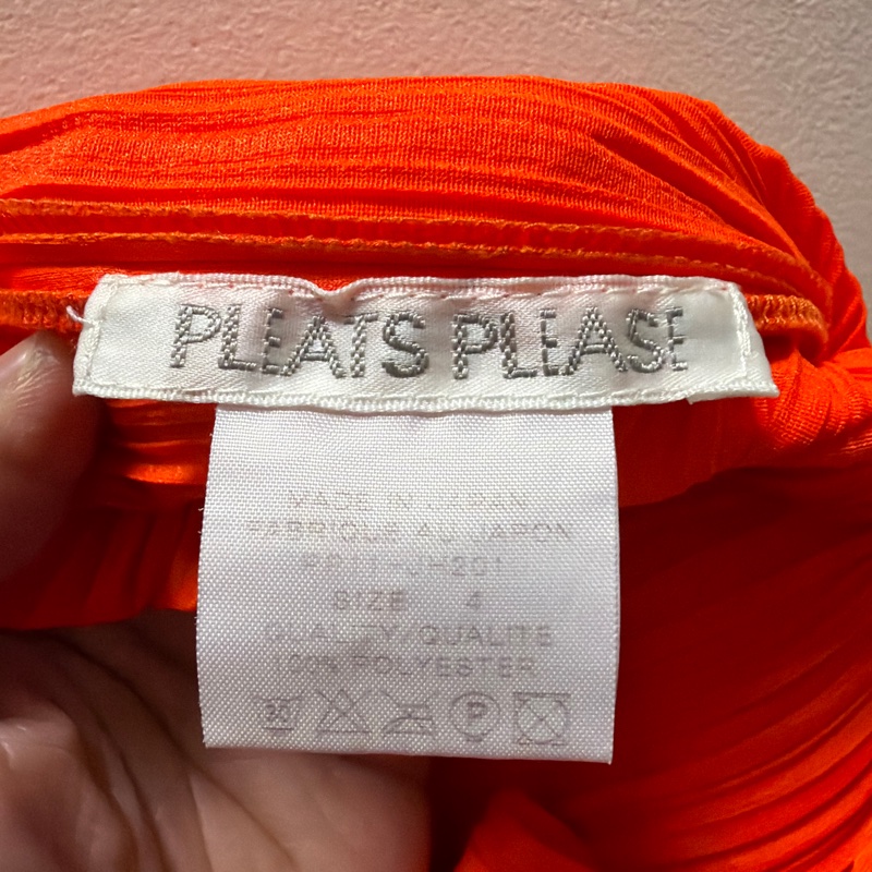 Pleats  please 亮橘色 摺衣 洋裝 4-3