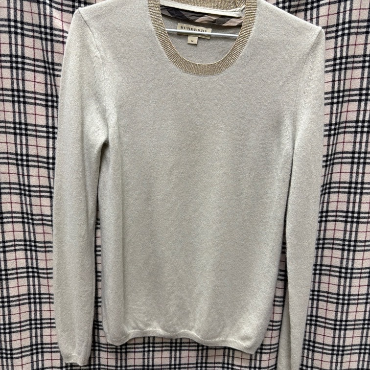 Burberry 100%cashmere 長袖毛衣 M-0
