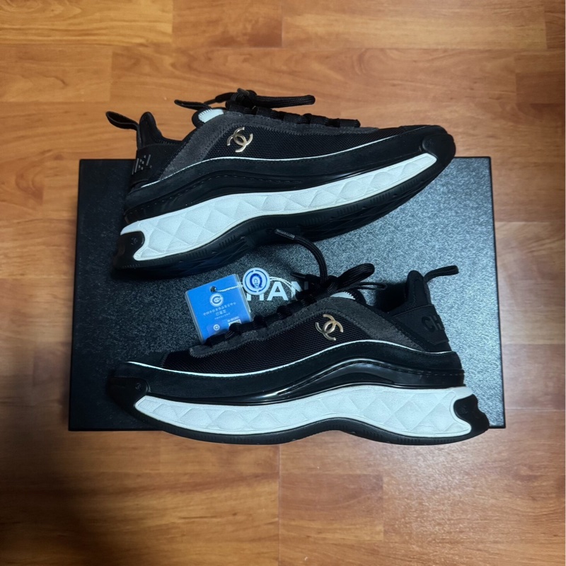 Chanel正品香奈兒運動鞋 低幫徽標休閒鞋 女款 黑色 36碼-0