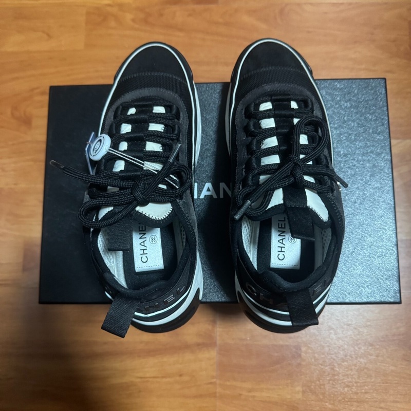 Chanel正品香奈兒運動鞋 低幫徽標休閒鞋 女款 黑色 36碼-3