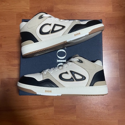Dior迪奧B57徽標休閒運動鞋 中幫板鞋 男款 米色 42碼
