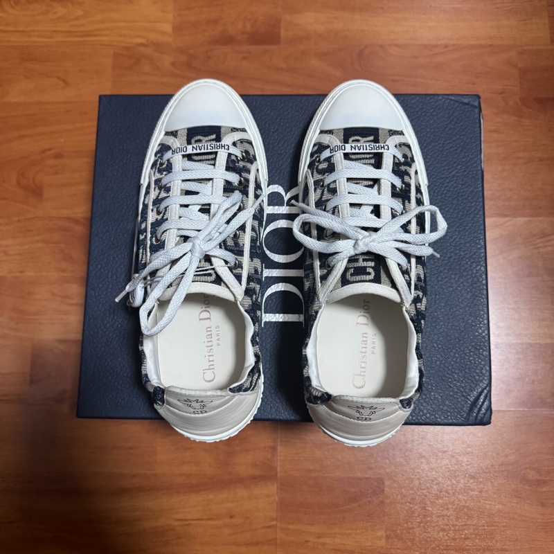 Dior迪奧厚底鞋Walk'n'Dior 棉質刺繡板鞋 深藍色 38.5碼-3
